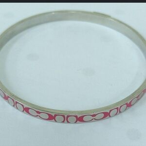 Coach Bangle Bracelet Pink and Silver